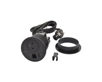 Surface-mountable socket Incara Disq80 1 earthed power outlet + 1 USB-A and 1 USB-C 15W + black cable management