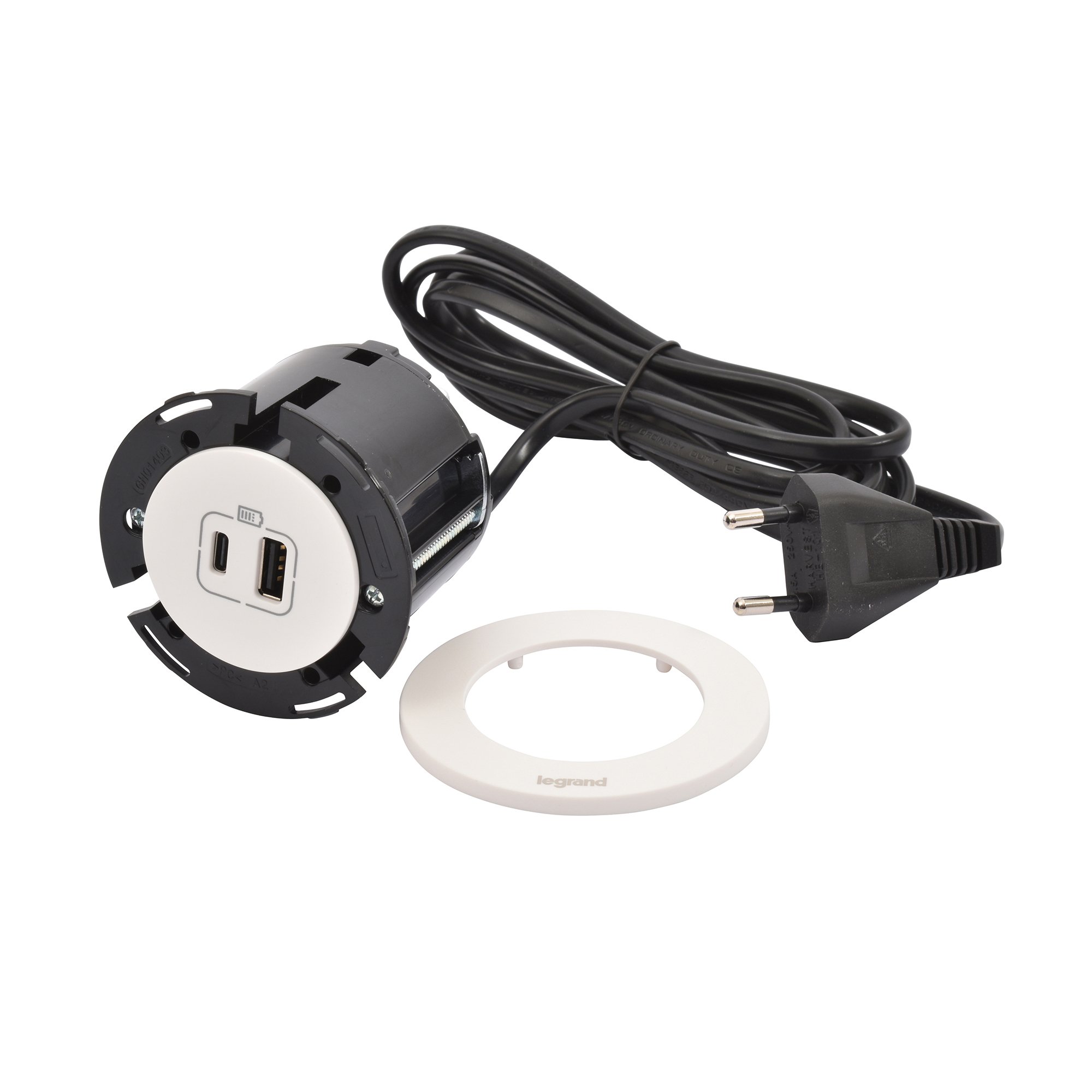 Inbouwstopcontact Incara Disq60 usb-a + usb-c 15w wit