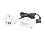 Prise encastrable Incara Disq80 1 prise secteur terre + 1 USB-A et 1 USB-C 15W+ passe câbles