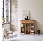 Bibliothèque basse en teck massif Miho