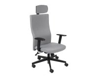 TEAM PLUS ergonomischer Bürostuhl, Stoff, mit 1D-Armlehnen und Kopfstütze, Synchronmechanik, schwarze Füße - Grau