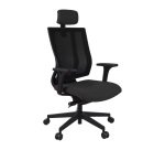 Fauteuil de bureau ergonomique MAXPRO NOIR, tissu et maille, avec accoudoirs 2D et appui-tête, mécanisme synchrone, pieds noirs
