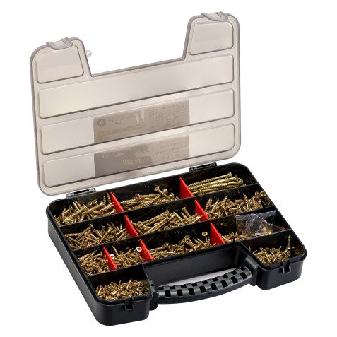 Screw for wood and particle board Rocket with Pozi drive, bichromated steel - Box of 1000 screws + 2 PZ2 bits