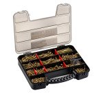 Vis à bois et aggloméré Rocket empreinte Pozi, acier bichromaté - Coffret de 1000 vis + 2 embouts PZ2