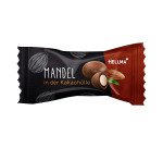 Amandes enrobées de cacao, dans un carton