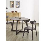Table ronde extensible Maryse 70(120)x75cm contreplaqué de chêne et pieds hévéa massif