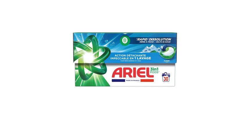 Lessive Pods Ariel 3 en 1 Alpine – 30 lavages