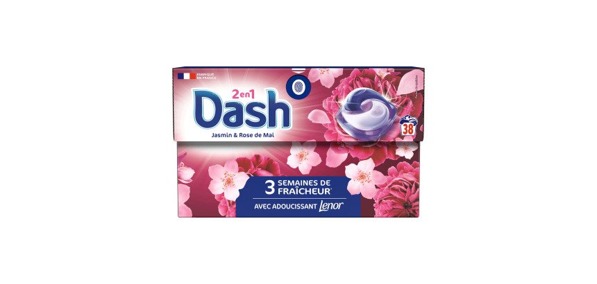 Lessive Pods Dash 2 en 1 fraicheur Jasmin et rose de mai - 38 lavages