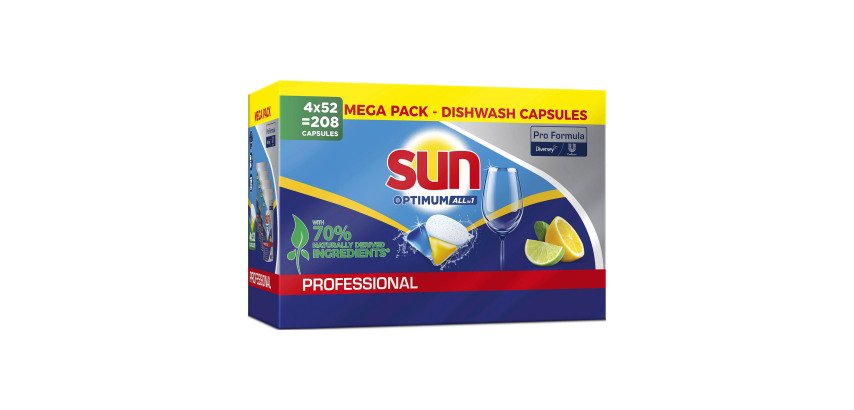 Capsules vaatwas Sun Professional Optimum All in One - Doos van 208