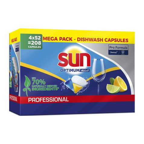 Capsules lave-vaiselle Sun Professionnel Optmimum All in one - Boite de 208
