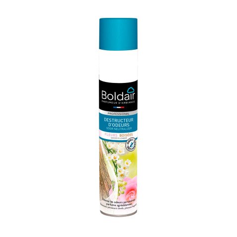 Désodorisant destructeur d'odeurs parfumant Boldair Fleurs boisées - Aérosol 500 ml