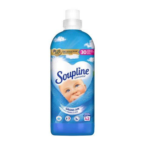 Assouplissant Soupline concentré 3D Grand air - 42 lavages - Bidon de 880 ml