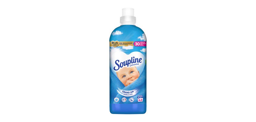 Assouplissant Soupline concentré 3D Grand air - 42 lavages - Bidon de 880 ml