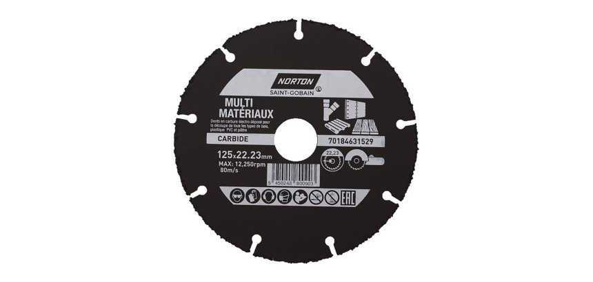 Disque carbure Norton multi-matériaux Ø 125 x 22,23 mm - Nombre de segment 9