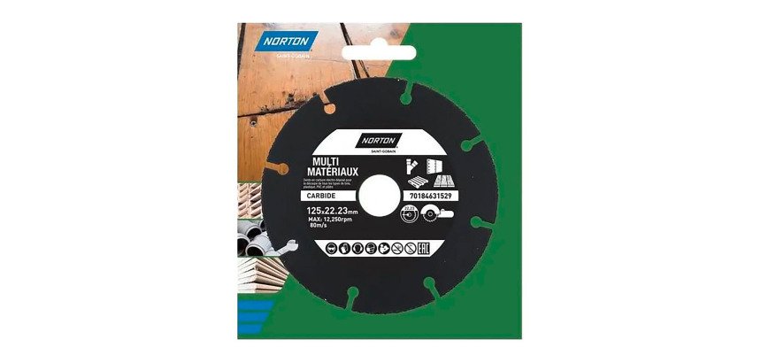 Disque carbure Norton multi-matériaux Ø 125 x 22,23 mm - Nombre de segment 9