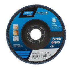 Disque à lamelles Norton Technic Ø 125 x 22,23 mm - Grain 40 - Lot de 5
