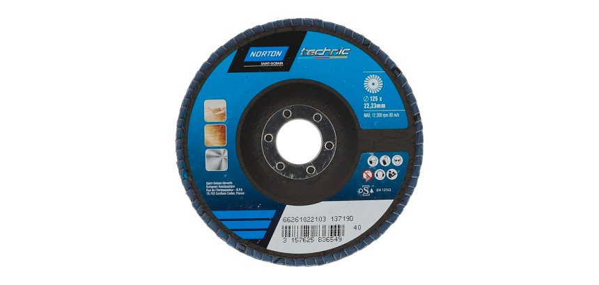 Disque à lamelles Norton Technic Ø 125 x 22,23 mm - Grain 40 - Lot de 5