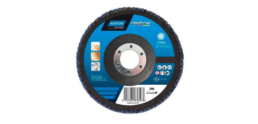 Disque à lamelles Norton Technic Ø 125 x 22,23 mm - Grain 80 - Lot de 5