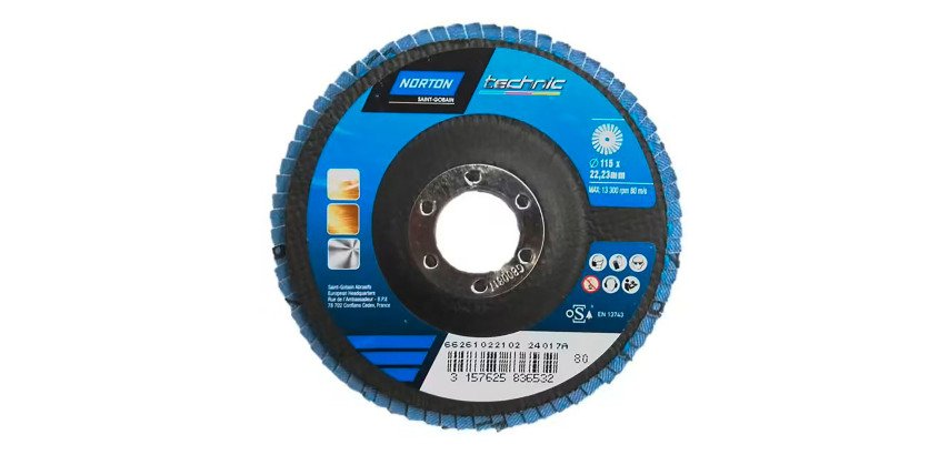 Disque à lamelles Norton Technic Ø 115 x 22,23 mm - Grain 80 - Lot de 5