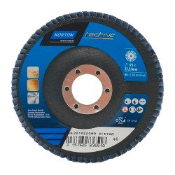 Disque à lamelles Norton Technic Ø 115 x 22,23 mm - Grain 40 - Lot de 5