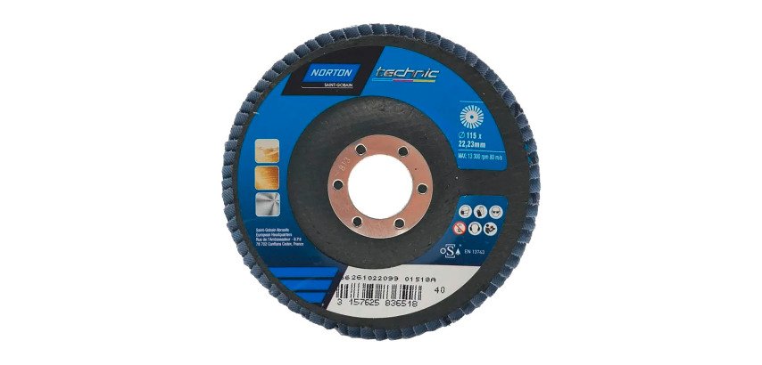 Disque à lamelles Norton Technic Ø 115 x 22,23 mm - Grain 40 - Lot de 5