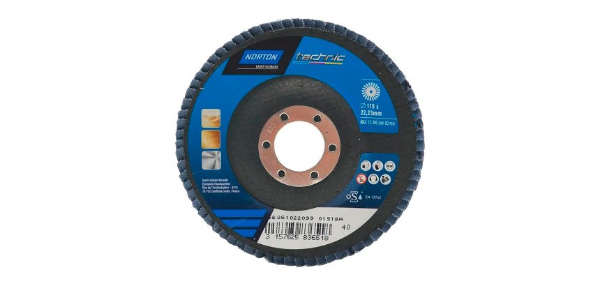 Disque à lamelles Norton Technic Ø 115 x 22,23 mm - Grain 40 - Lot de 5