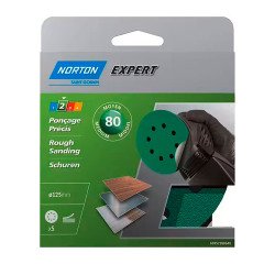 Disque abrasif Norton auto-agrippant multi-usage Ø 125 mm, grain 80 - Lot de 5