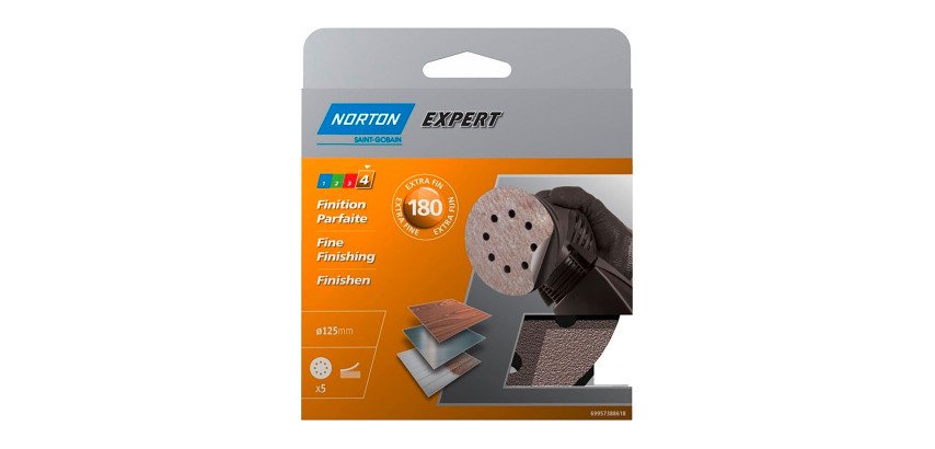 Disque abrasif Norton auto-agrippant multi-usage Ø 125 mm, grain 180 - Lot de 5
