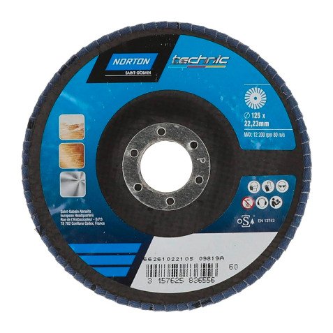 Disque à lamelles Norton Technic Ø 125 x 22,23 mm - Grain 60 - Lot de 5