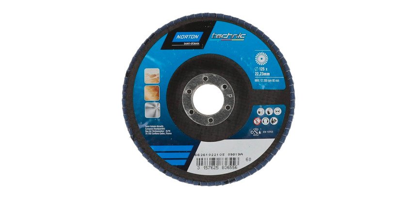 Disque à lamelles Norton Technic Ø 125 x 22,23 mm - Grain 60 - Lot de 5