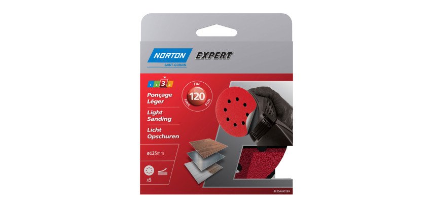 Disque abrasif Norton auto-agrippant multi-usage Ø 125 mm, grain 120 - Lot de 5