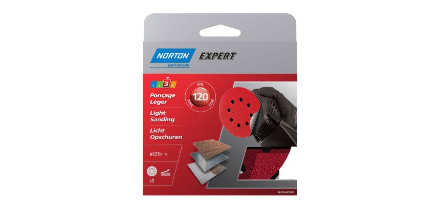 Disque abrasif Norton auto-agrippant multi-usage Ø 125 mm, grain 120 - Lot de 5