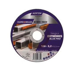 Disque à tronçonner et ébarder Acier/inox Norton Travaux Extrêmes 125 x 2,2 x 22,23 mm