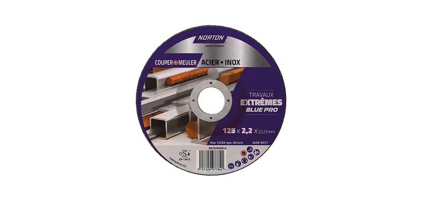 Disque à tronçonner et ébarder Acier/inox Norton Travaux Extrêmes 125 x 2,2 x 22,23 mm