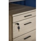 Caisson mobile à roulettes Opale 2 tiroirs +1 tirette plumier  tiroirs orme