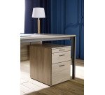 Caisson mobile à roulettes Opale 2 tiroirs +1 tirette plumier  tiroirs orme