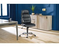 Sedia da ufficio in pelle Altena - con braccioli, poggiatesta - Meccanismo sincrono - Base cromata