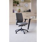 Chaise de bureau ATLAS tissu - avec accoudoirs et soutien lombaire - Mécanisme Synchrone - réglage profondeur de l'assise - Pieds noir