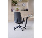 Chaise de bureau ATLAS tissu - avec accoudoirs et soutien lombaire - Mécanisme Synchrone - réglage profondeur de l'assise - Pieds noir