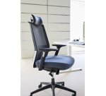 Chaise de bureau Prega tissu et maille - dossier haut - appui-tête - accoudoirs 3D - soutien lombaire - mécanisme synchrone