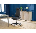 Fauteuil de bureau Victoria cuir - avec accoudoirs, appui-tête et soutien lombaire - Mécanisme Synchrone - Pied noir