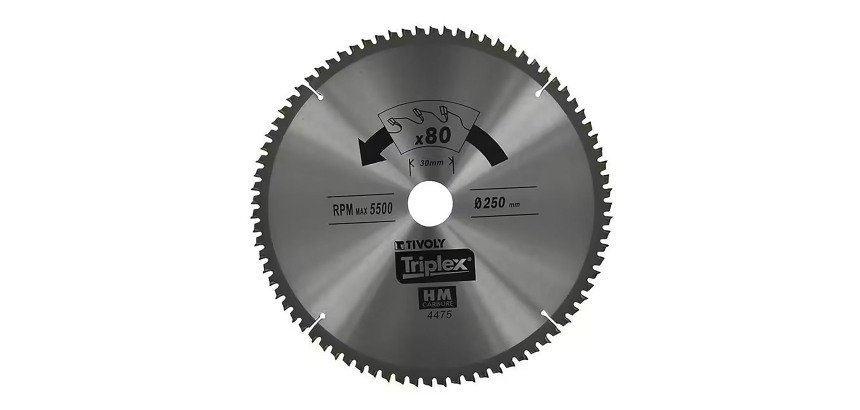 Lame de scie circulaire pour bois Tivoly Ø 216 mm x 30 mm, 80 dents