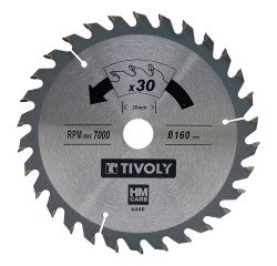 Kreissägeblatt für Holz Tivoly Ø 160 mm x 20 mm, 30 Zähne