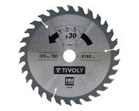 Lame de scie circulaire pour bois Tivoly Ø 160 mm x 20 mm, 30 dents