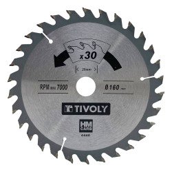 Lame de scie circulaire pour bois Tivoly Ø 160 mm x 20 mm, 30 dents