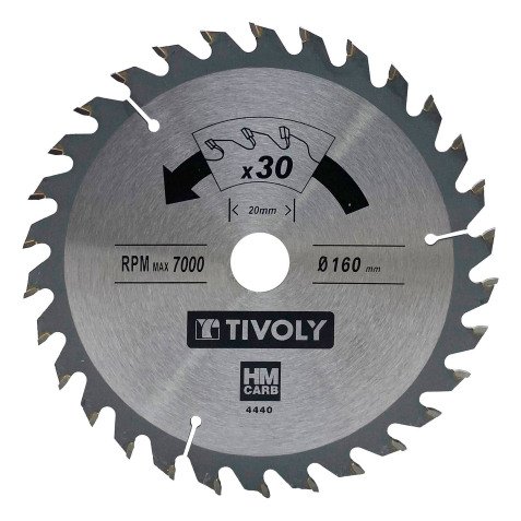 Lame de scie circulaire pour bois Tivoly Ø 160 mm x 20 mm, 30 dents