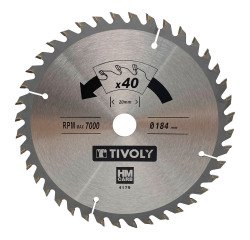 Blatt für Tivoly Holzkreissäge Ø 184 mm x 20 mm, 40 Zähne