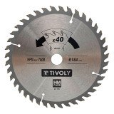 Lame de scie circulaire pour bois Tivoly Ø 184 mm x 20 mm, 40 dents