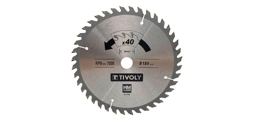 Lame de scie circulaire pour bois Tivoly Ø 184 mm x 20 mm, 40 dents