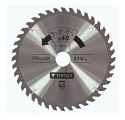 Lame de scie circulaire pour bois Tivoly Ø 210 mm x 30 mm, 40 dents